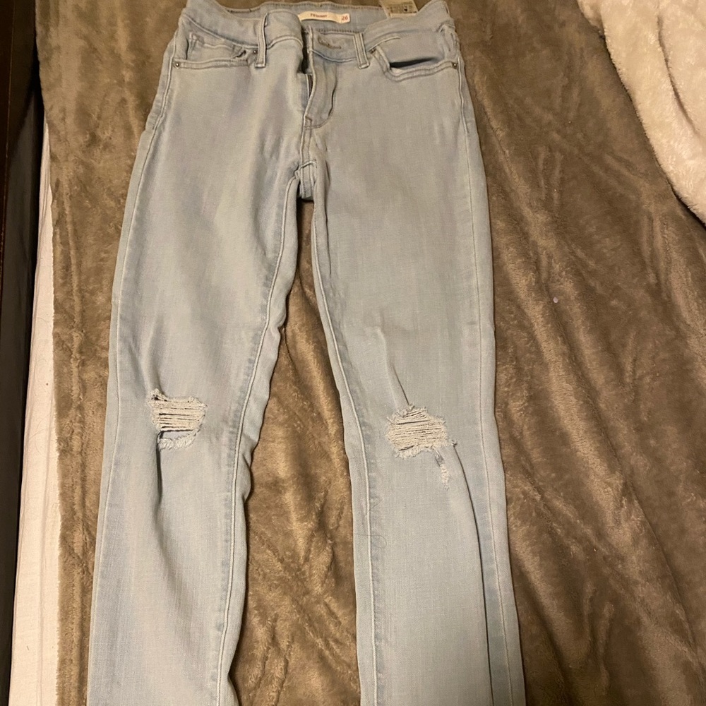Pair of light blue jeans